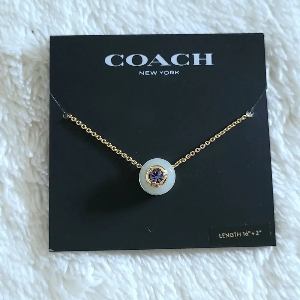 Coach Gold💛 Raised Slider Disc📀 Pendant Necklace